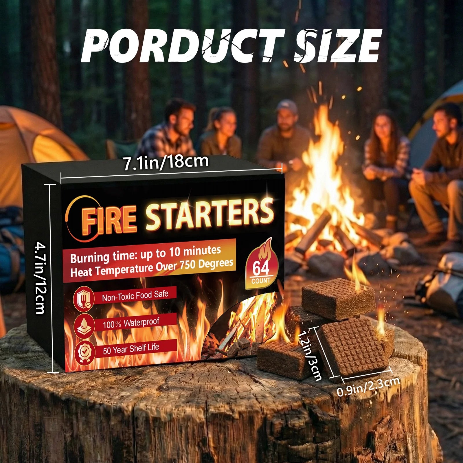 Fire Starter, Natural Fire Starters for BBQ, Campfire, Fireplace, Charcoal, Wood Stove, Chimney, Fire Pit, Grill, Smoker, Indoor Outdoor Use