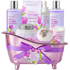 Tulip and orchid spa gift basket floral luxury set