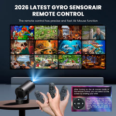 [Built-In Apps & 2026 Upgraded] Mini Projector with Wifi 6 and Bluetooth 5.4 Support 4K 1080P Auto Keystone 180° Rotatable Projector Portable Compatibile with HDMI/TV Stick/Memory Stick/Laptop, Black