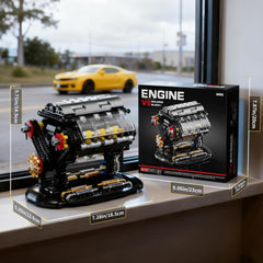 V8 Engine Building Blocks Sets, Mini V8 Engine Model Kit That Runs with Manual Joystick, Compatible with Lego Adults, STEM Physical Science Experiment Toy for Teens Boys 14+ (502 PCS)