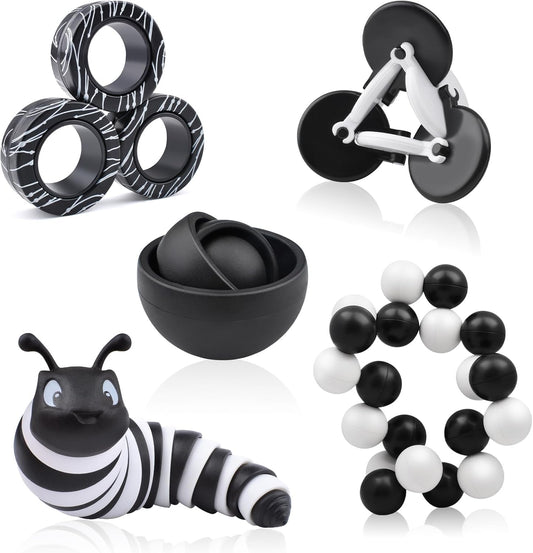 Fidget Toys Adults Pack, 5PC Sensory Toys Set Easter Basket Stuffers for Kids 8-12 Teen Autism, Desk Toy Stress Relief Fidget Spinners for ADHD Valentines Day Gifts for Children Cool Gadgets for Men