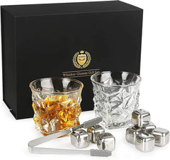 Whiskey stones gift set with glasses and chilling cubes