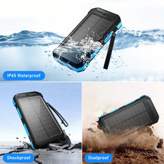 30000Mah Solar Power Bank Compatible for Iphone 17 Cell Phone 12W Portable Charger Power Bank for Outdoor Camping Hiking (Blue)