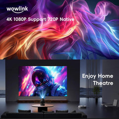 [Built-In Apps & 2026 Upgraded] Mini Projector with Wifi 6 and Bluetooth 5.4 Support 4K 1080P Auto Keystone 180° Rotatable Projector Portable Compatibile with HDMI/TV Stick/Memory Stick/Laptop, Black