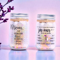 Bible Verse Jar for Mom – Diamond LED Light, 92 Scrolls of Encouragement, Christian Gift for Mother, Read Me When Keepsake