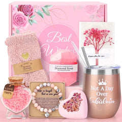 Pink spa gift basket beauty and wellness set for her
