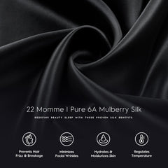 Pillow Cases - 22Mm 100% Pure Mulberry 6A Silk Pillowcase for Hair & Skin with Zipper Closure, Cooling, Natural, Organic, Double Sided Silk Pillow Case (Midnight Black, Queen 20X30 1Pc)