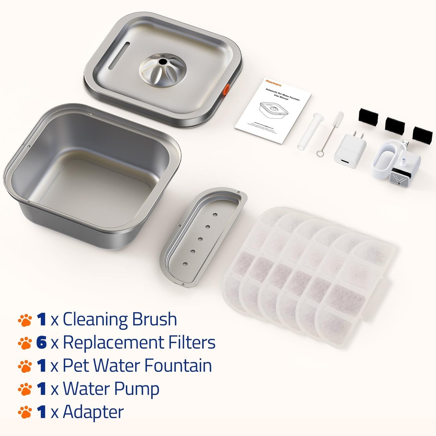 Cat Water Fountain Stainless Steel: 4L/140Oz Pet Fountain Water Bowl Indoor, ...