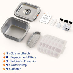 Cat Water Fountain Stainless Steel: 4L/140Oz Pet Fountain Water Bowl Indoor, ...