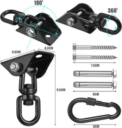 Hammock Hanging Kit, 2 Pack Hanging Chair Hardware 360°Rotating Hammock Hooks Heavy Duty, Hammock Chair Hanging Kit & Swing Ceiling Hook Snap for Hammock Chair Stand,Seat,Yoga,Gym, 1000 Lb Capacity