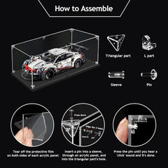 3MM Acrylic Display Case Dustproof Clear Display Box for 1:8 Scale Lego 42143 /42115/ 42056/42171/42096 Thickened Acrylic Box Showcase(24.41X11.81X7.87Inch, 1:8)