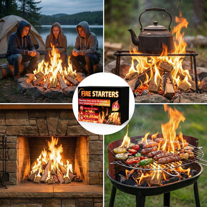 Fire Starter, Natural Fire Starters for BBQ, Campfire, Fireplace, Charcoal, Wood Stove, Chimney, Fire Pit, Grill, Smoker, Indoor Outdoor Use