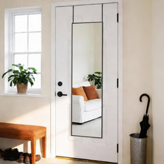 47"X14" Full Length Door Mirror, Full Body Mirror with Aluminum Alloy Thin Frame, Leaning or Hanging, Suitable for Bedroom, Livingroom, Cloakroom, Black