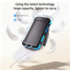 30000Mah Solar Power Bank Compatible for Iphone 17 Cell Phone 12W Portable Charger Power Bank for Outdoor Camping Hiking (Blue)