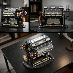 V8 Engine Building Blocks Sets, Mini V8 Engine Model Kit That Runs with Manual Joystick, Compatible with Lego Adults, STEM Physical Science Experiment Toy for Teens Boys 14+ (502 PCS)