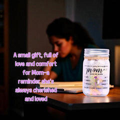 Bible Verse Jar for Mom – Diamond LED Light, 92 Scrolls of Encouragement, Christian Gift for Mother, Read Me When Keepsake
