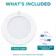 Wireless LED Puck Light | Works with Remote Control | under Cabinet, Closet Light | Battery Powered | under Counter Lighting (Pack of 1)