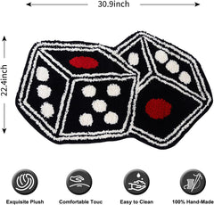 Dice Rug - 31"X23" Cool Carpet Non-Slip Flocking Floor Bath Mat for Living Room Decor, Alt Room Decor Soft Y2K Rugs Hypebeast Doormat for Bedroom
