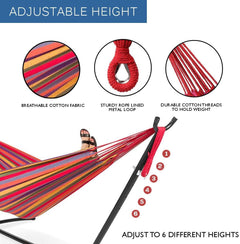 Adjustable Hammock Bed with Space Saving Steel Stand - Portable, Easy Set up Indoor/Outdoor Hammock for Two