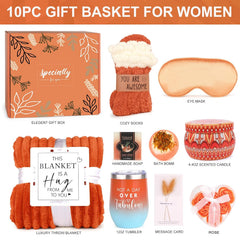 Autumn spa gift set with cozy blanket and candle