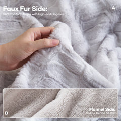 Heated Blanket Electric Throw Extra Large Size 50"X72", Soft Faux Fur Heated Throw with 10 Heating Levels 4 Hours Timer Machine Washable, Gray