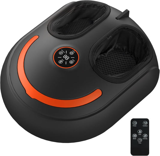 Shiatsu Foot Massager Electric Feet Massage Machine Deep Kneading Relief for Plantar Fasciitis Air Compression, 3 Heat Levels Relax for Home Office Use Gifts for Women Mom Dad Black