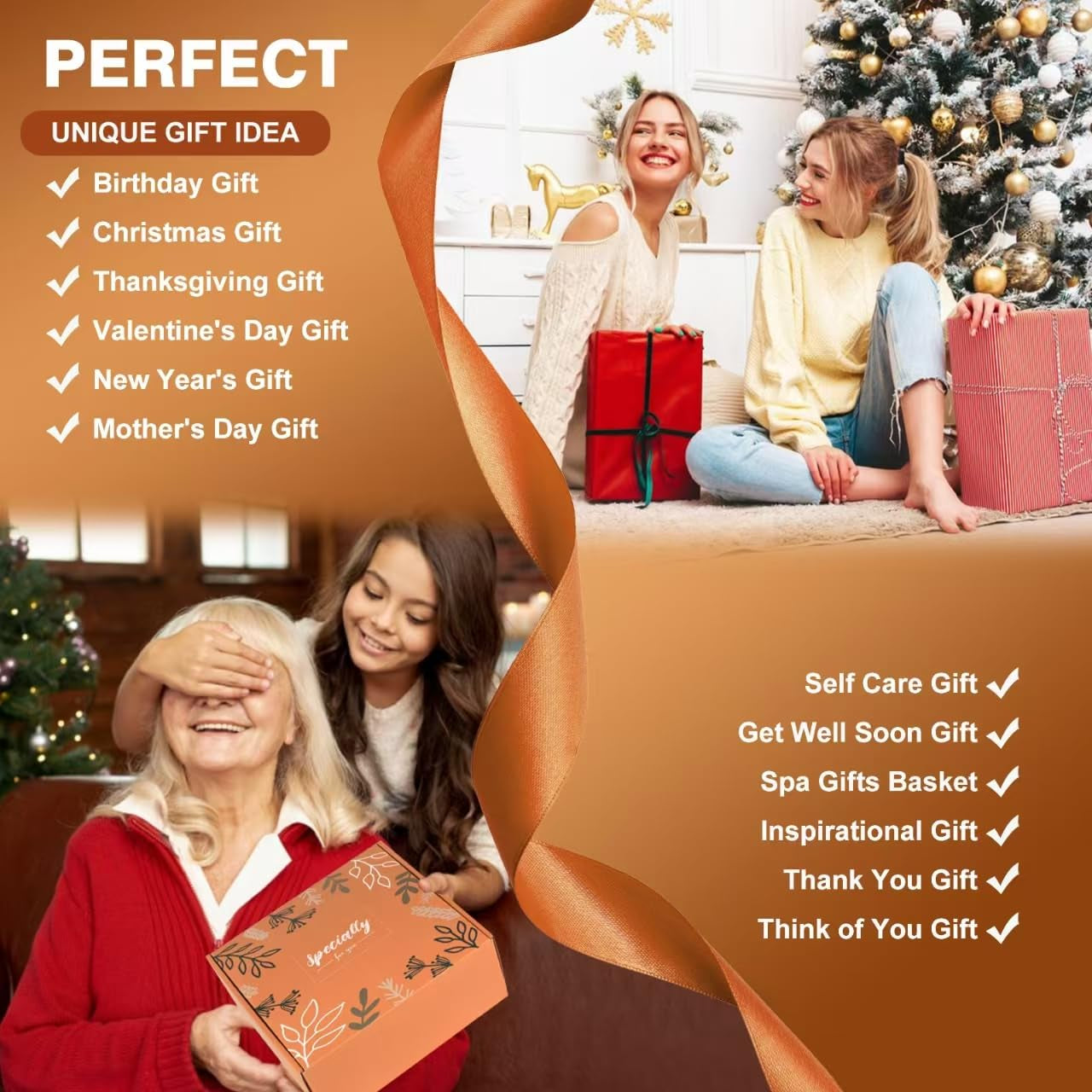 Mother'S Day Gifts Baskets for Women Mom Her Wife Girlfriend,Birthday Gifts for Women Teacher Friend W/Cozy Blanket Rose Relaxing Spa Gifts Set,Self Care Get Well Gifts for Her Valentines Mothers Day