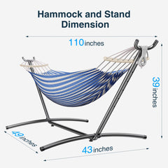 Comfortable 2 Person Hammock with Stand,Portable Detachable Brazilian Hammock,450Lb Capacity - Bluewhite