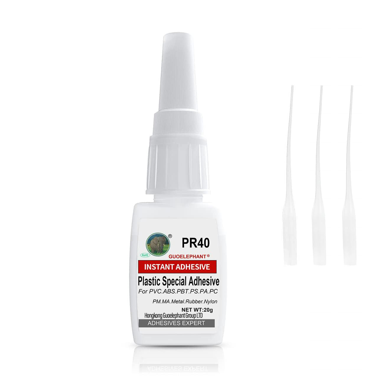 Super Glue for Plastic, Instantly Strong Adhesive for Vinyl, Acrylic, Model, Miniature, PVC, ABS, PBT, PS, PA, PC, PM, MA, Nylon - Clear, Waterproof, Heat-Resistant