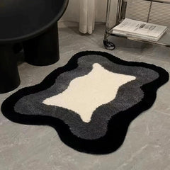 Room Decor Y2K Cool Rugs Aesthetic Cloud Carpet Area Rug Modern for Bedroom Living Room (1.3'×2.0',Black)