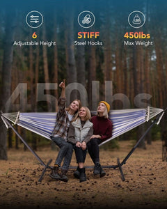 Comfortable 2 Person Hammock with Stand,Portable Detachable Brazilian Hammock,450Lb Capacity - Bluewhite