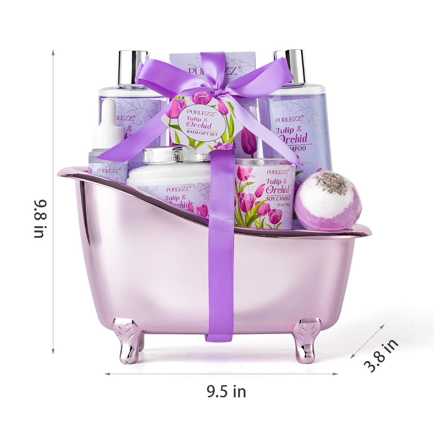 Tulip & Orchid Mother'S Day Gifts for Women, Bath and Body Gift Basket, Spa Gift Basket, Spa Kit, Self-Care Set, Spa Kit for Women Gift Set, Birthday, Christmas, Mom Gift, Anniversary, Bath Gift Set