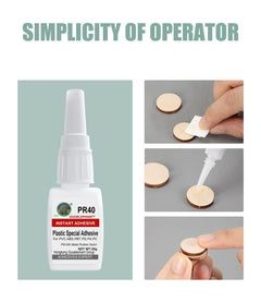 Super Glue for Plastic, Instantly Strong Adhesive for Vinyl, Acrylic, Model, Miniature, PVC, ABS, PBT, PS, PA, PC, PM, MA, Nylon - Clear, Waterproof, Heat-Resistant