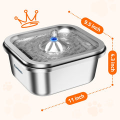Cat Water Fountain Stainless Steel: 4L/140Oz Pet Fountain Water Bowl Indoor, ...