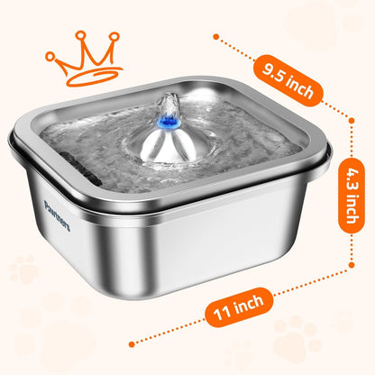 Cat Water Fountain Stainless Steel: 4L/140Oz Pet Fountain Water Bowl Indoor, ...