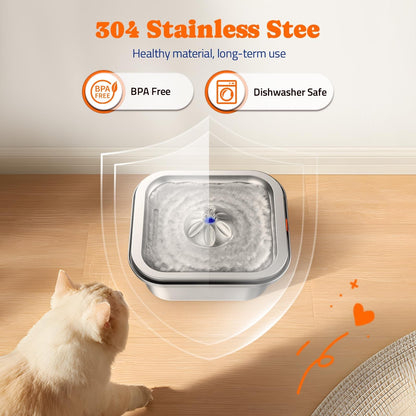 Cat Water Fountain Stainless Steel: 4L/140Oz Pet Fountain Water Bowl Indoor, ...