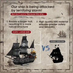 Pirate Ship Building Kit, Black Pearl Caribbean Pirate Ship Mini Building Block Sets for Adults, Pirate Ship Toys Gift for Kids Boys 8-12, Not Compatible with Lego Pirate Ship Set, 1424 PCS