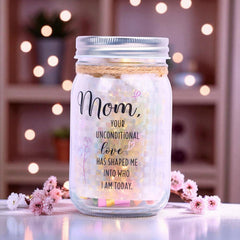 Bible Verse Jar for Mom – Diamond LED Light, 92 Scrolls of Encouragement, Christian Gift for Mother, Read Me When Keepsake