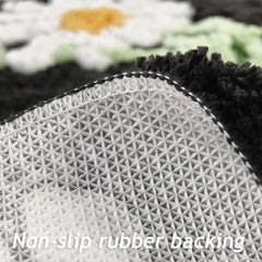 Vinyl Record Inspired Cool Rugs 24'' Tufted Quick Dry Anti-Slip Daisy Bath Mats Retro Carpet round Doormat Home Decor for Bedroom Living Room