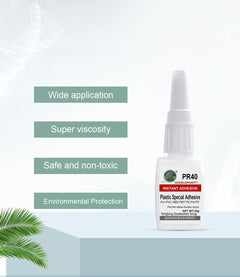 Super Glue for Plastic, Instantly Strong Adhesive for Vinyl, Acrylic, Model, Miniature, PVC, ABS, PBT, PS, PA, PC, PM, MA, Nylon - Clear, Waterproof, Heat-Resistant