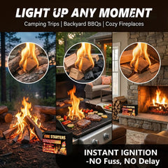 Fire Starter, Natural Fire Starters for BBQ, Campfire, Fireplace, Charcoal, Wood Stove, Chimney, Fire Pit, Grill, Smoker, Indoor Outdoor Use