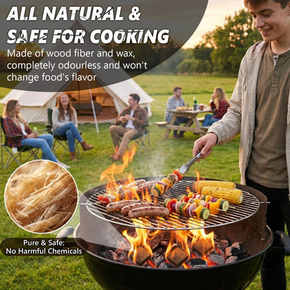 Fire Starter, Natural Fire Starters for BBQ, Campfire, Fireplace, Charcoal, Wood Stove, Chimney, Fire Pit, Grill, Smoker, Indoor Outdoor Use