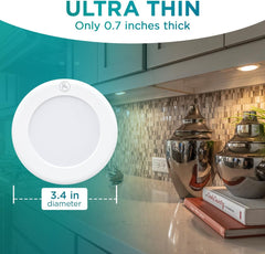 Wireless LED Puck Light | Works with Remote Control | under Cabinet, Closet Light | Battery Powered | under Counter Lighting (Pack of 1)