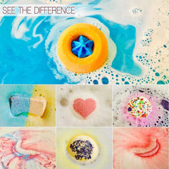 Colorful fizzing bath bombs with nourishing oils