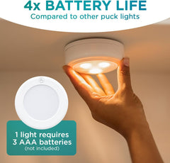 Wireless LED Puck Light | Works with Remote Control | under Cabinet, Closet Light | Battery Powered | under Counter Lighting (Pack of 1)