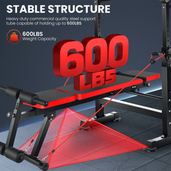 6-in-1 Adjustable Weight Bench Set – Barbell Rack & Resistance Bands Included | Home Gym Gift