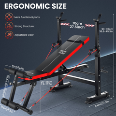 6-in-1 Adjustable Weight Bench Set – Barbell Rack & Resistance Bands Included | Home Gym Gift