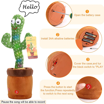 Dancing Cactus Plush Toy – Singing, Dancing & Voice Recording | Funny Gift for Kids & Adults