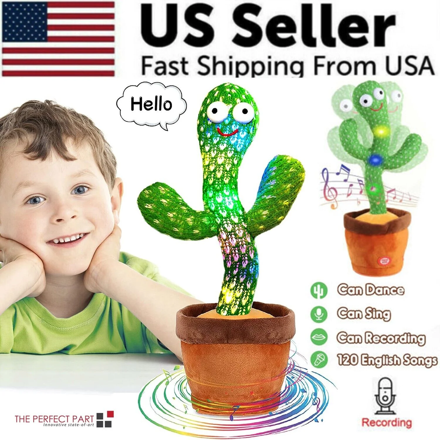 Dancing Cactus Plush Toy – Singing, Dancing & Voice Recording | Funny Gift for Kids & Adults