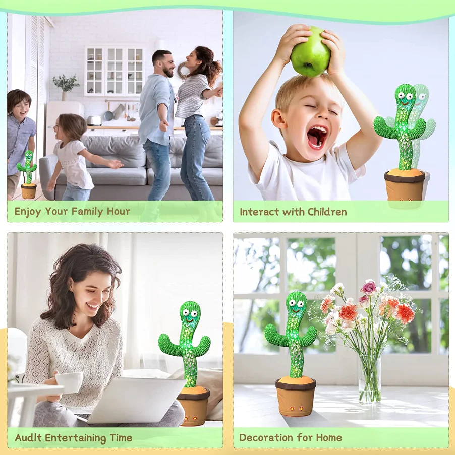 Dancing Cactus Plush Toy – Singing, Dancing & Voice Recording | Funny Gift for Kids & Adults